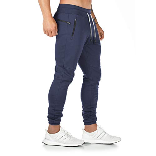 Yageshark - Pantalones de deporte para hombre, de algodón, ajustados marine XL