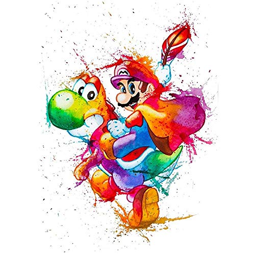 YANGCH 5D DIY diamond painting cross stitch mosaic cartoon character Mario home decoration full round diamond(23.6x35.4inch)