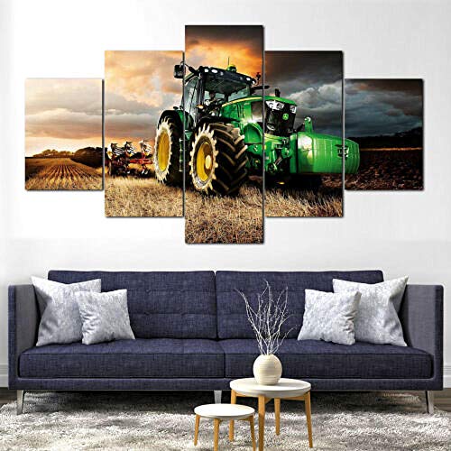 Yftnipl 5 Piezas Lienzo Poster John Deere Tractor Cortacésped Hd Arte De La Pared Impresa Moderno Decoración Dormitorio El Hogar Pintura De La Lona Foto Regalo Listo Para Colgar