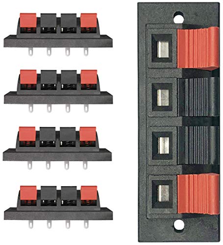 YUKIHALU Alta Corriente 8A Capacidad, 4 vías Conectores de terminalde Alta Voz estéreo Terminal Strip Block Spring Clips Conector de liberación Push (Paquete de 5)