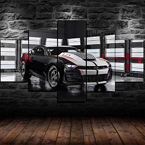 Yywife Cuadros Decoracion Salon Modernos 5 Piezas Lienzo Grandes XXL Murales Pared Hogar Pasillo Decor Arte Pared Abstracto HD Impresión Foto Chevrolet Copo Camaro