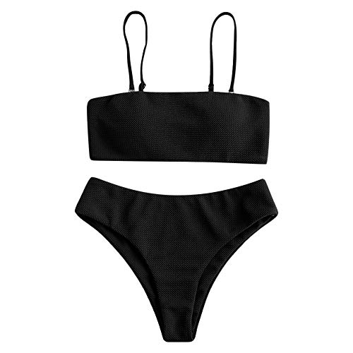 ZAFUL - Conjunto de bikini con tirantes acolchados para mujer Negro
 XL