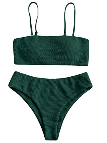 ZAFUL - Conjunto de bikini con tirantes acolchados para mujer verde XL