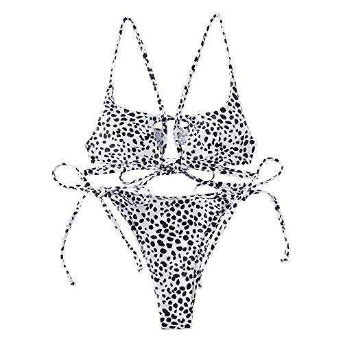 ZAFUL - Conjunto de bikini de dos piezas para mujer, diseño de leopardo Blanco M