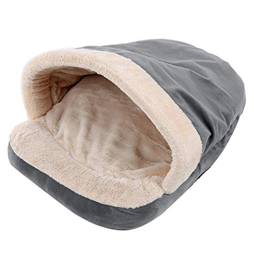 Zeagro - Cama para Perros y Gatos, cálida para Invierno, para Perros pequeños, Saco de Dormir, Chihuahua, Oso de Peluche, Color Gris