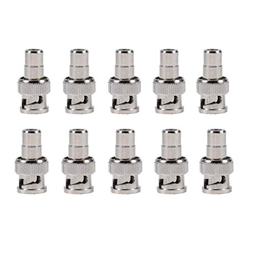 Zerone 10pcs Tono Plata BNC Macho a F Tipo AV RCA Hembra Adaptador de Repuesto Conector Coaxial Adaptador para CCTV Video