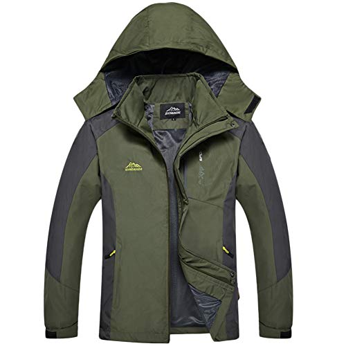 ZIXINGA Chaqueta De Softshell Hombre Mujer Senderismo Chaquetas Aire Libre Transpirable Camping Trekking Hombre-Verde del ejército M