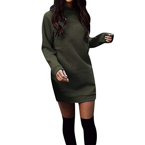 ZODOF Vestido de Otoño Invierno Mujeres Casual Vestido de Sudadera con Cuello Redondo y Manga Larga de Invierno de Manga Corta para Mujer Jersey Chaqueta