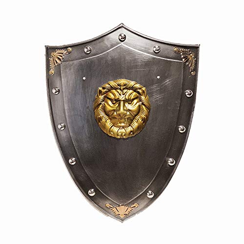 ZoSiP Malta Caballero Decorativo Escudo 46x60cm Escudo León De Plata En Frío Chapa Laminada En Placa De La Pared Medieval De Oro Escultura De La Pared De La Decoración Escudos Medieval Juguete