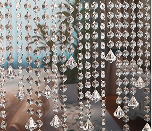 10 x 1m Guirnalda con Colgantes de Cristal Acrílico Clear octogonal de acrílico del grano Garland decoración de boda Cortina Decorativa Nupcial y de Fiesta (clear 2)