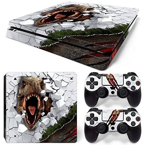 46 North Design Ps4 Slim Playstation 4 Slim Pegatinas De La Consola T-Rex + 2 Pegatinas Del Controlador