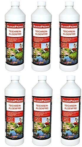 6 x 1 Litro = 6 Litro cleanprince Teichrein sin Algas 1000 ML Algenvernichtung Blue - Green Algae Braunalgen Estanques Algenreinigung Estanque Limpiador Teichklar Quita Algas