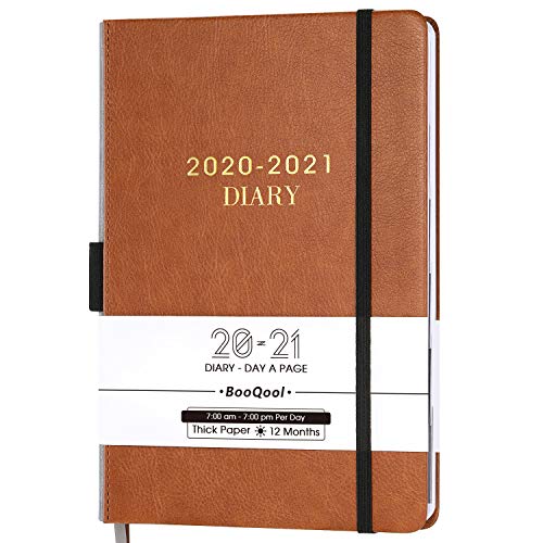 Agenda 2020-2021 - Planificador Diario de Productividad de Enero desde Julio de 2020 Hasta Junio de 2021, con Pestañas Mensuales, Bolsillo Interior, con Banda, 14,3 x 21 cm