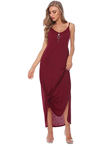 Aibrou Vestidos Mujer Algodón Verano,Vestidos de Playa sin Mangas Falda Largo Sexy Elegante y Comodo Dress para Playa Casual Caminar Diario Compras