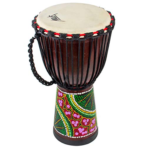 Aklot 50 cm Djembe,Tambor de Djembe, tambores africano tallado a mano Bongo Congo. Tambor de madera de caoba maciza para niños profesionales (diámetro 25 cm, altura 50 cm)