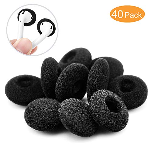 Almohadillas Auriculares,TesRank Almohadilla Espuma Reemplazo 40 Piezas Oído Repuesto Esponja Earpads Compatible con Mayorías de Auriculares- Negro,13-18 mm /0.5"-0.7"