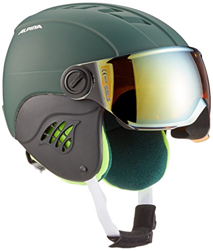 ALPINA Niños Carat Le Visor HM Casco de esquí, otoño/Invierno, Infantil, Color Pine-Green Matt, tamaño 48-52 cm