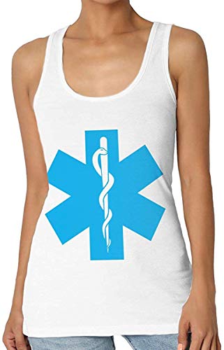 American Flag EMS Star of Life EMT Paramedic Medic Premium Tank Top T Shirt Women Yoga Vest T-Shirt Workout Tank Top Shirts,Black,Medium