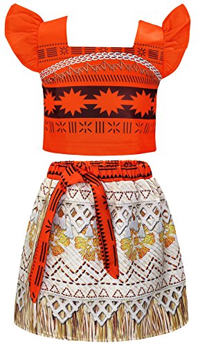 AmzBarley Moana Vaiana Disfraz Costume Niña Bebe, Princesa Disfraz Completo de Vestido Niña Traje Adventure Infantil Traje de Fantasía Clásico para Fiesta Carnaval Halloween Cosplay 11-12 Años 150