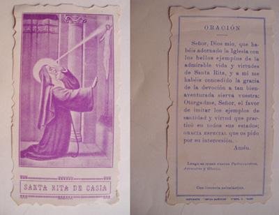 Antigua Estampa - Old Card : SANTA RITA DE CASIA