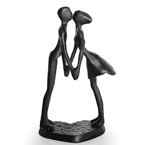 Aoneky Estatua de Pareja de Metal - Figura Decorativa de Parejas Novios Escultura de Hierro, Regalo para San Vanlentín Aniversario de Bodas Navidad, Decoración Romántica Moderna del Hogar Casa Oficina