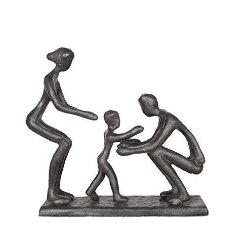 Aoneky Estatua Familiar de Metal - Figura Decorativa de Madre Padre Hijo, Escultura Moderna Abstracta, Decoración del Hogar Casa Oficina, Figura Decorativa de Familia de 3, Negro