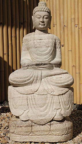 Asien lifestyle Amitabha Jardín Buda Estatua 95cm Antiguo Mármol Piedra Figura