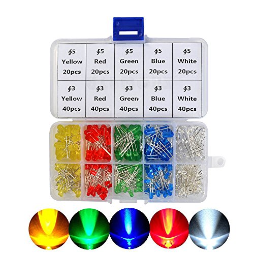 ATPWONZ 300pcs LED DIP Ultrabrillante Diodos Multicolor Emisores de Luz 3mm/5mm (5 Colores)