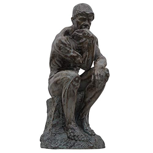 Aubaho Escultura Pensador según Rodin Figura de Hombre Estilo Antiguo 41cm réplica Copia