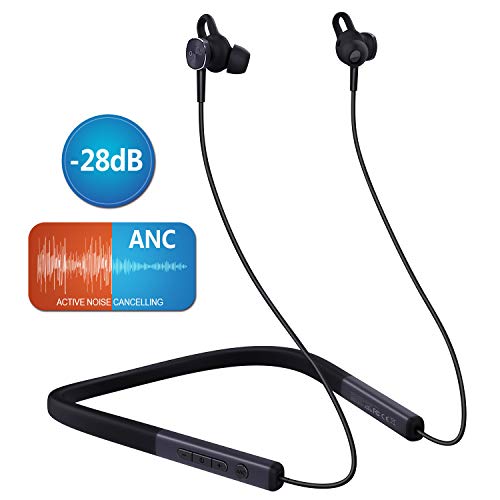Auriculares Bluetooth 5.0 MYCARBON Auriculares con Cancelación Activa de Ruido (ANC) Audífonos Inalámbricos Cuello con Estéreo Cascos Magnéticos Auriculares Deportivos con Resistente al Agua IPX6