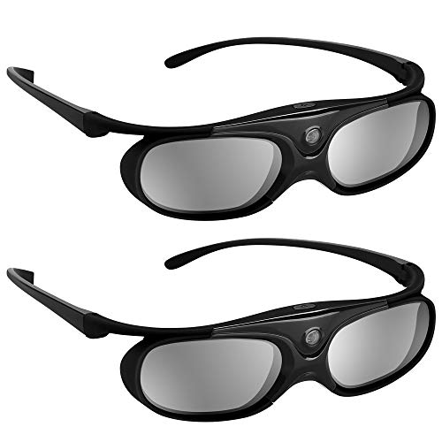 BOBLOV 3D Gafas Activas de Obturador, 96-144Hz 3D Gafas DLP-Link para DLP Proyector Optoma/BenQ/Sharp/Acer/Samsung/Mitsubishi/ViewSonic/LG ect (2 Pack-Negro)