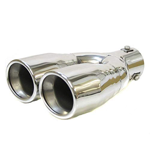 Boloromo - 1951 - Silenciador universal de doble tubo, silenciador para tubo de escape deportivo de acero inoxidable cromado