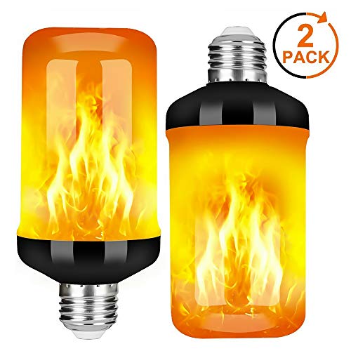 Bombilla de Llama 6W E27 LED Bombillas de Efecto de Llamas con 4 Modos de Iluminación,Bombillas Decorativas de Interior y Exterior para Halloween, Navidad, jardines, bodas, hogar (2PCS)