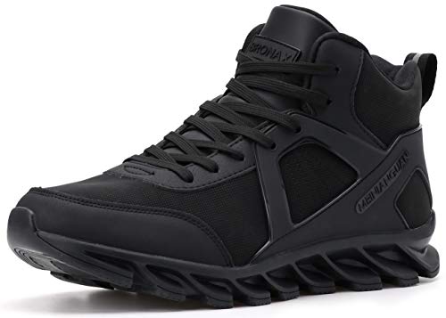 BRONAX Zapatillas Hombres Deporte Running Zapatos para Correr Gimnasio High Top Sneakers Deportivas Transpirables Casual Todo Negro 45EU