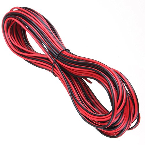 Cable de extensión de alimentación Electrosmart®, 20 m, 20 AWG, 2 pines: rojo y negro, ideal para Tira de luces LED de 12 V, para coche, barco, furgoneta, etc., 528 5050