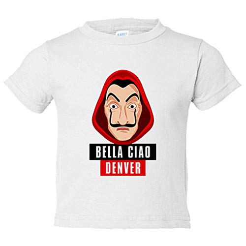 Camiseta niño Bella Ciao Máscara Dalí Denver - Blanco, 18-24 meses