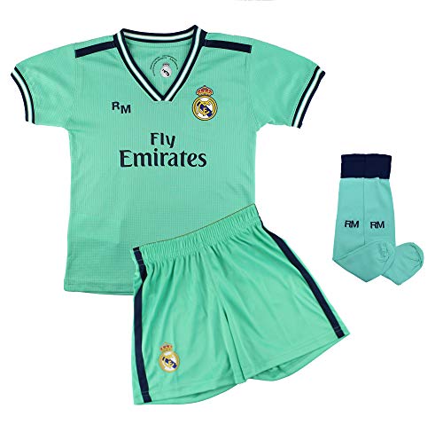 Champion's City Conjunto Complet Infantil Real Madrid Réplica Oficial Licenciado de la Tercera Equipación Temporada 2019-2020 Dorsal Liso