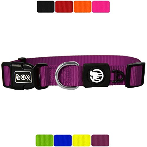 DDOXX Collar Perro Nylon, Ajustable | Diferentes Colores & Tamaños | para Perros Pequeño, Mediano y Grande | Collares Accesorios Gato Cachorro | Violeta, S