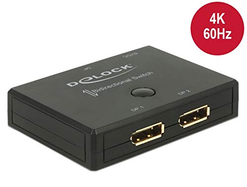 DeLOCK DisplayPort Interruptor de Video - Switch de vídeo (DisplayPort, Negro, De plástico, 3840 x 2160 Pixeles, 820 mm, 620 mm)