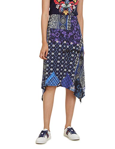 Desigual Skirt Knee Katherine Woman Blue Falda, Azul (Navy 5000), M para Mujer