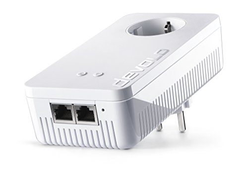 Devolo dLAN 1200+ WiFi ac - Adaptador Powerline(1200 Mbit/s WLAN ac, 2,4 y 5 GHz a la vez, 2 puertos LAN, ideal para juegos online y streaming en alta definición), Color Blanco, 1 Unidad