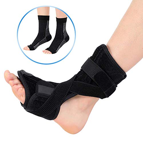 DOACT Fascitis Plantar Férula Nocturna et Medias de Compresión para la Fascitis Plantar con Cinta de Estiramiento para Hombre y Mujer Fascia Plantar Corrigiendo el Apoyo del Pie, Aliviar el Dolor