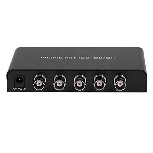 Docooler SDI 1X4 Splitter Video Converter 3G / HD/SDI Repetidor Extensor de distribución Entrada de Gran Volumen de Entrada Transmisión sin pérdidas para proyector Cámara de Monitor