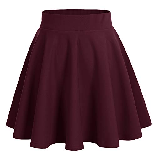 DRESSTELLS Falda Mujer Mini Corto Elástica Plisada Básica Multifuncional Burgundy L