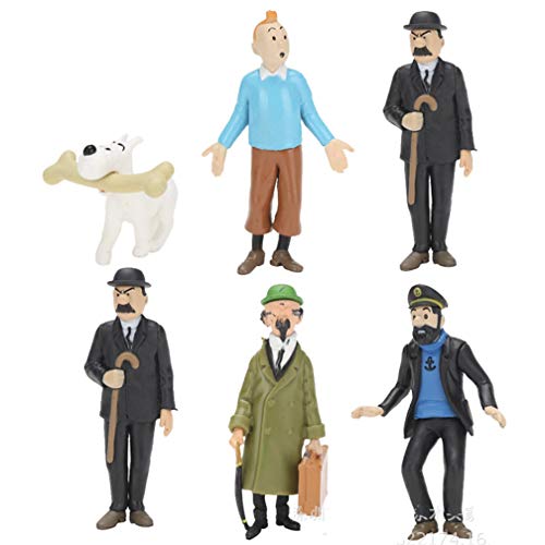 EASTVAPS 6 Piezas de Aventuras de PVC Tintín Figura Juguetes Modelo 7cm