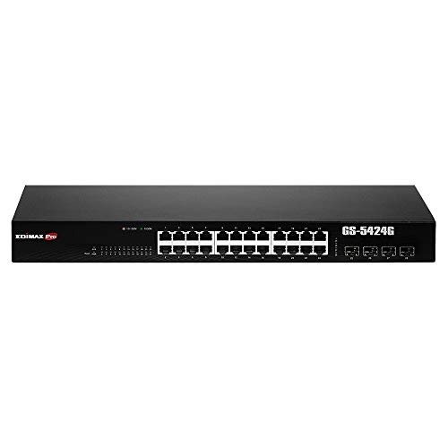 EDiMAX GS-5424G Switch Gestionado Gigabit Ethernet (10/100/1000) Negro 1U - Switch de Red (Gestionado, Gigabit Ethernet (10/100/1000), Montaje en Rack, 1U)