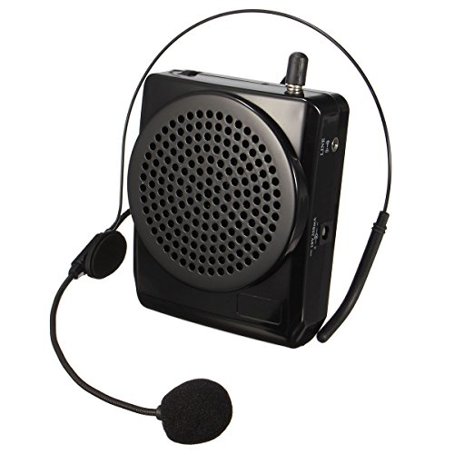 ELEGIANT Amplificador De Voz Portátil con Micrófono Ultraligero Cintura Apoyo Formato MP3 Audio para Profesores, Guías, Entrenadores, Trajes, Artistas, Presentaciones, Etc Negro