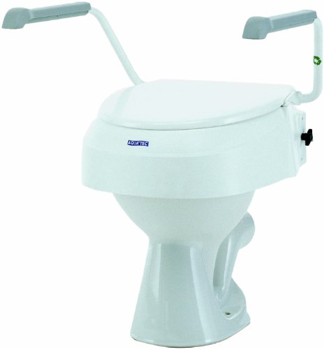Elevador de WC con reposabrazos abatibles y ajustables | Ajustable en 3 alturas (6, 10 y 15 cm) | Color blanco y gris | Invacare