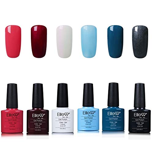 Elite99 Esmaltes Semipermanentes de Uñas en Gel UV LED, 6pcs Kit de Esmaltes de Uñas en Gel Soak Off 005