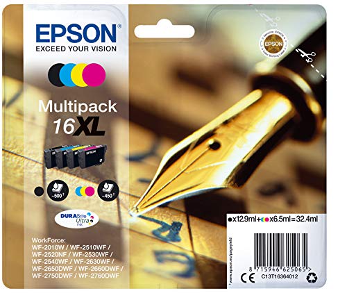 Epson C13T16364022 - Cartucho de tinta, multi-pack XL, multi-pack (negro, amarillo, magenta, cian)